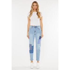 KanCan Nami High Rise Mom Patchwork Jeans Blue Size 25